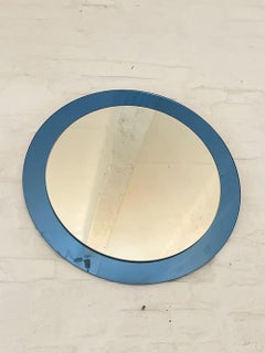 Blue Glass Wall Mirror  Italy 1970s