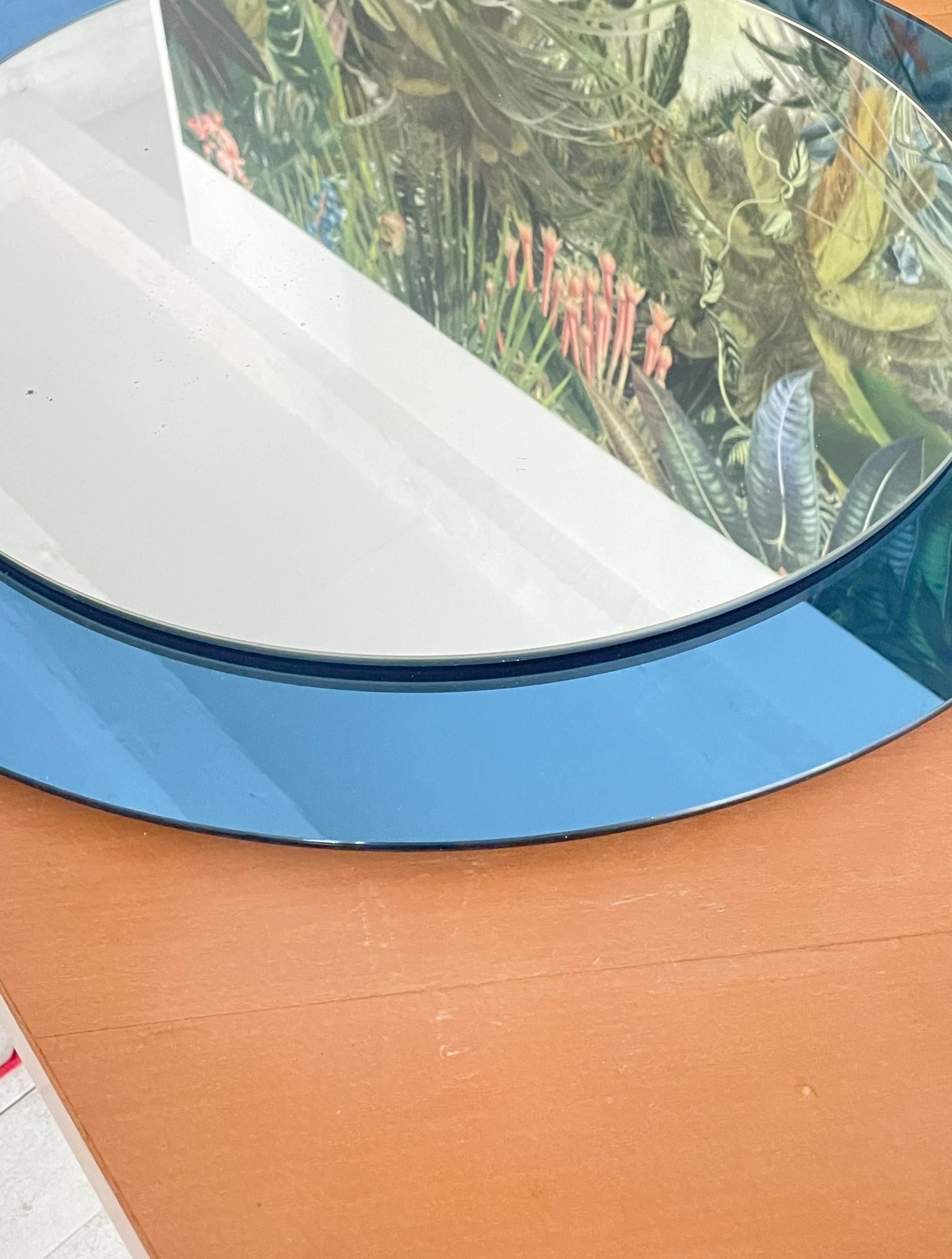 Miroir mural en verre bleu, italien, vers 1960-1970 Bon état - En vente à Debrecen, HU