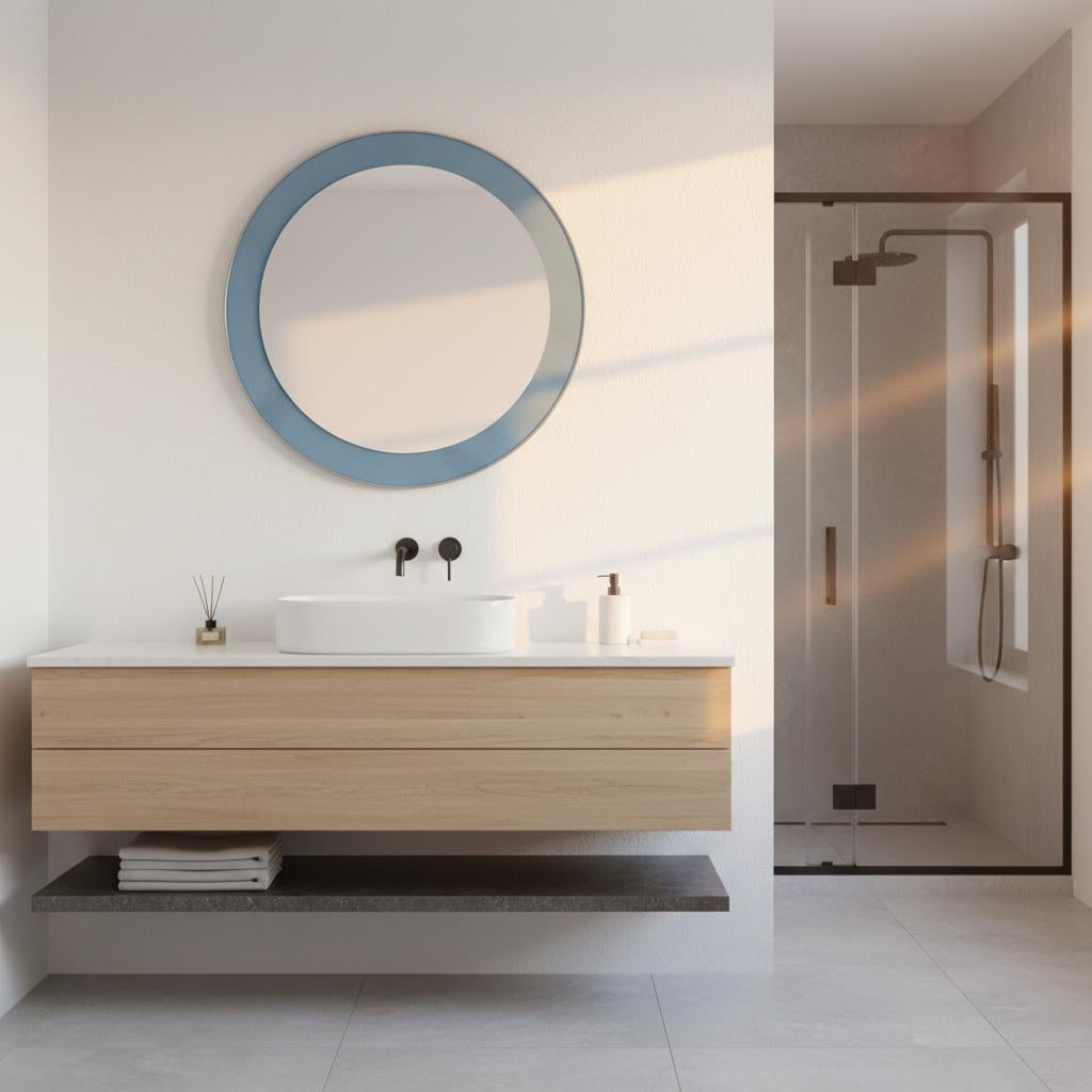 Fin du 20e siècle Miroir mural en verre bleu, italien, vers 1960-1970 en vente