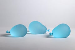 Blue Glass Water Balloon Sculptures Trio by Dylan Martinez