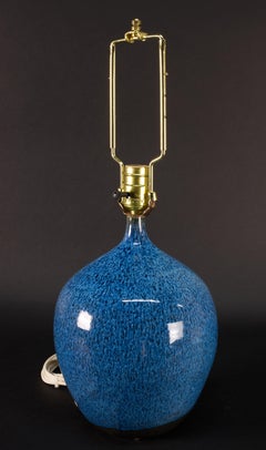 Blue Glaze Ceramic Table Accent Lamp, American Studio Art Pottery