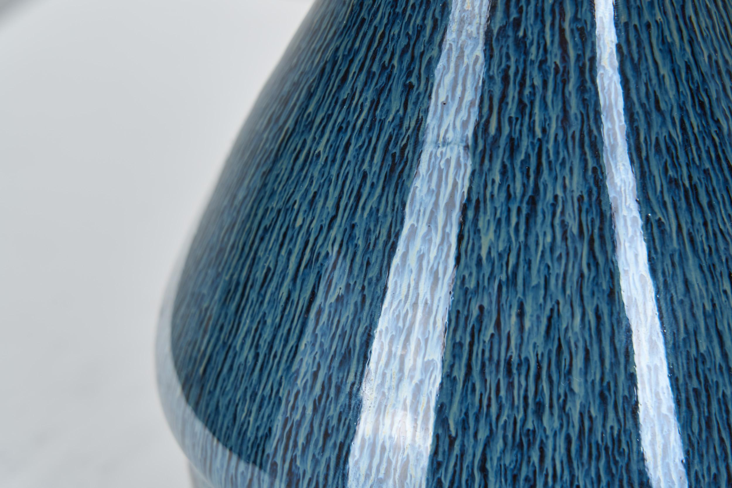 Blue Glaze Stoneware Table Lamp by Carl-Harry Stålhane, Sweden 1960s 6