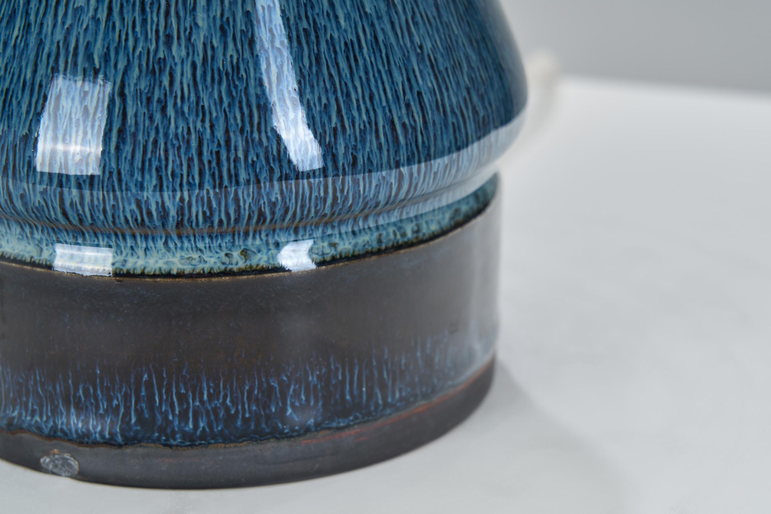 Blue Glaze Stoneware Table Lamp by Carl-Harry Stålhane, Sweden 1960s 8