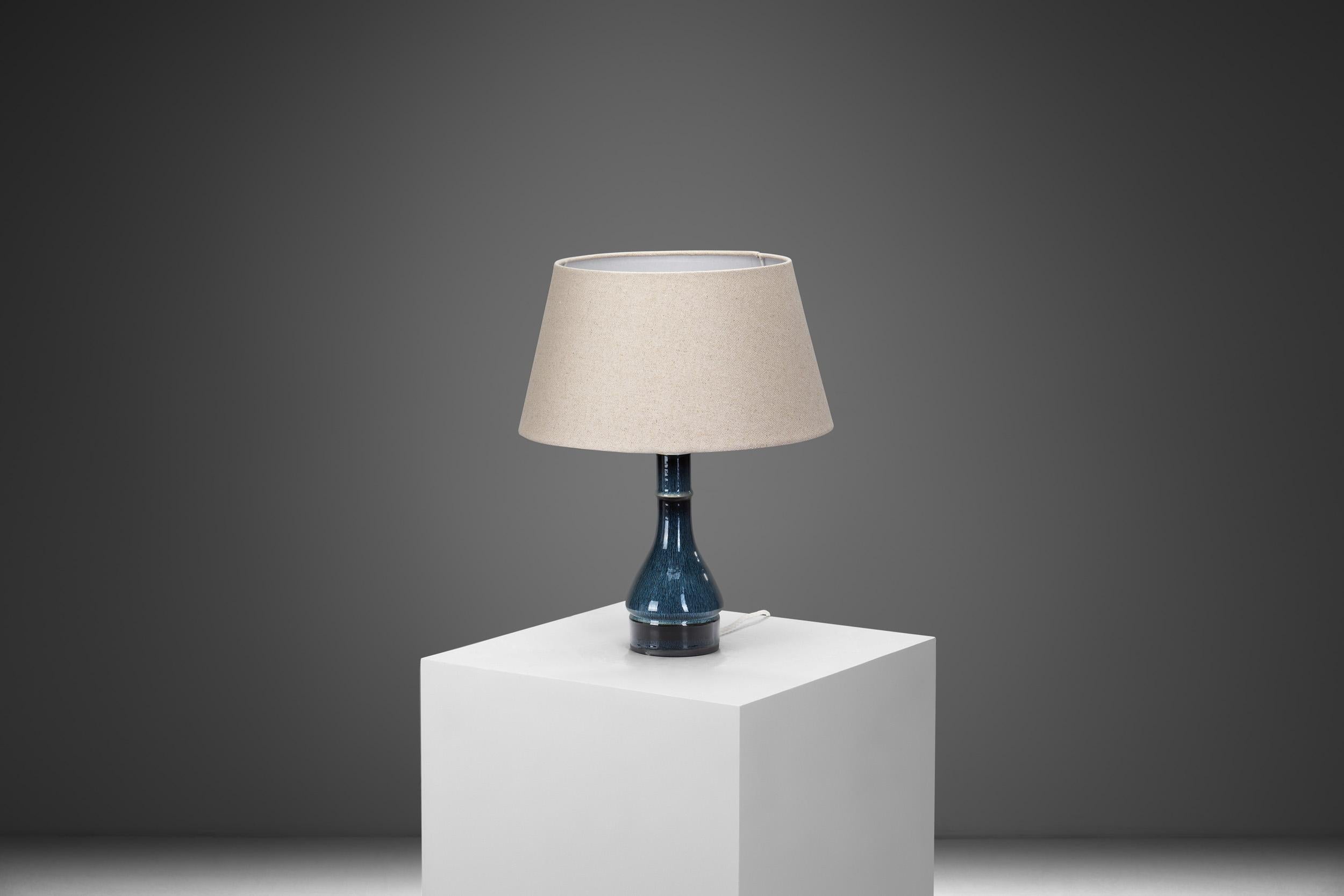Mid-20th Century Blue Glaze Stoneware Table Lamp by Carl-Harry Stålhane, Sweden 1960s