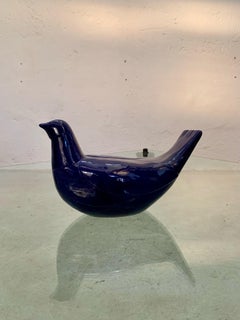 Blue glazed ceramic dove, Italy, 1970s