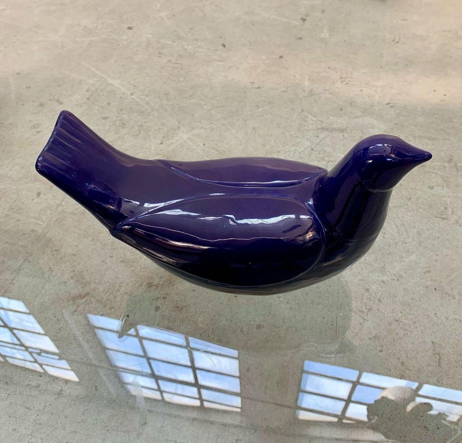 Italian Blue glazed ceramic dove, Italy, 1970s in vendita