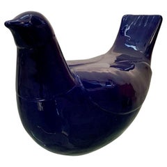 Colombe en céramique émaillée bleue, Italie, années 1970