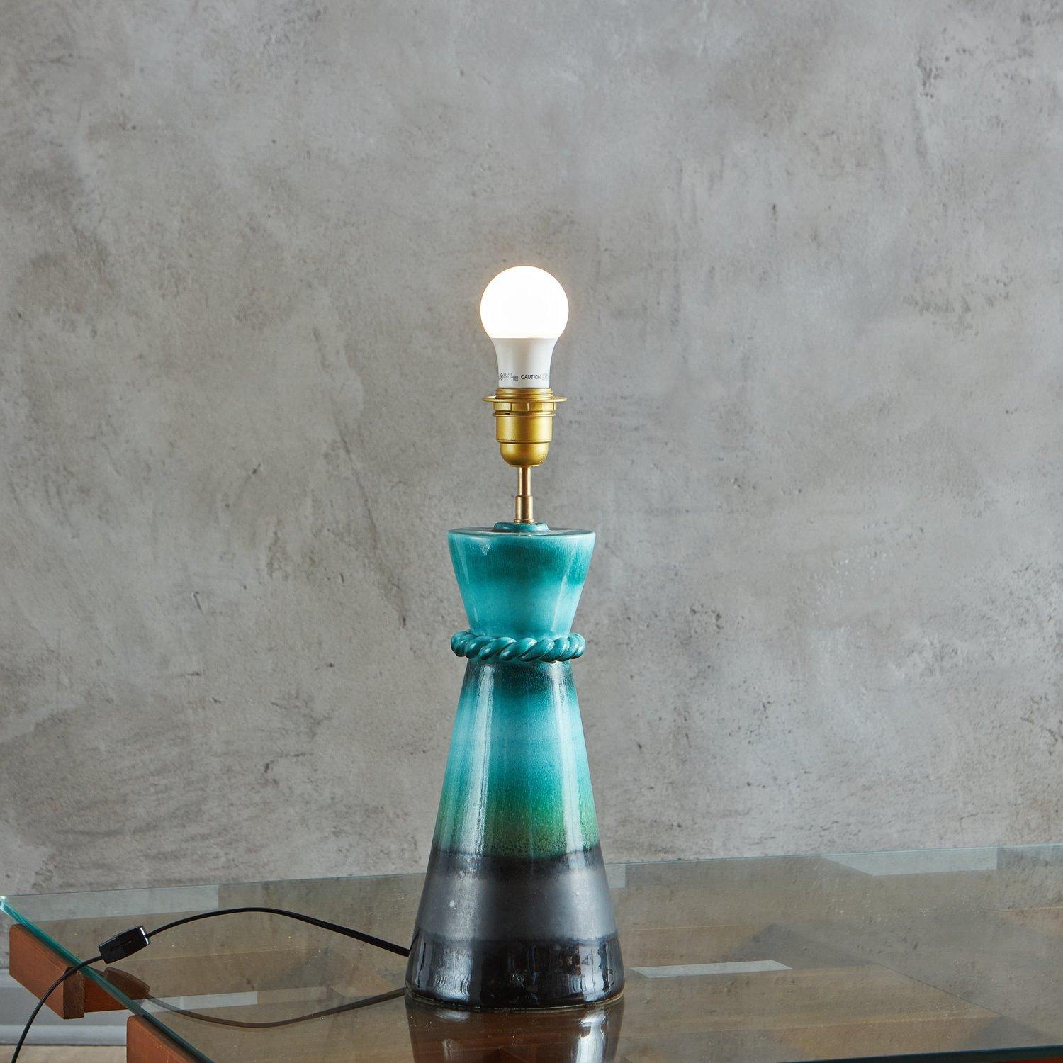Mid-Century Modern Lampe de bureau bleue émaillée, France, années 1940 en vente