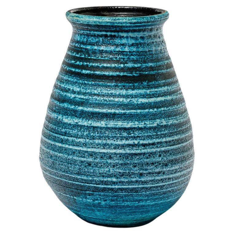 Blue glazed ceramic vase by Accolay, circa 1960-1970.