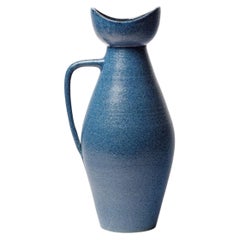 Vase aus blau glasierter Keramik von Accolay, CIRCA 1960-1970.