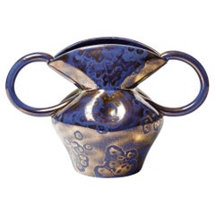 Blue glazed ceramic vase by Art Ceram, circa 1950.
