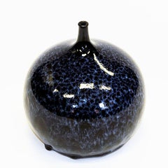 Blue Glazed Ceramic Vase by Bror Börsum 1960s, Sweden