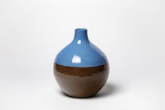 Vase en céramique émaillée bleue par CAB (Céramiques d'art de Bordeaux) pour La Maitrise.
