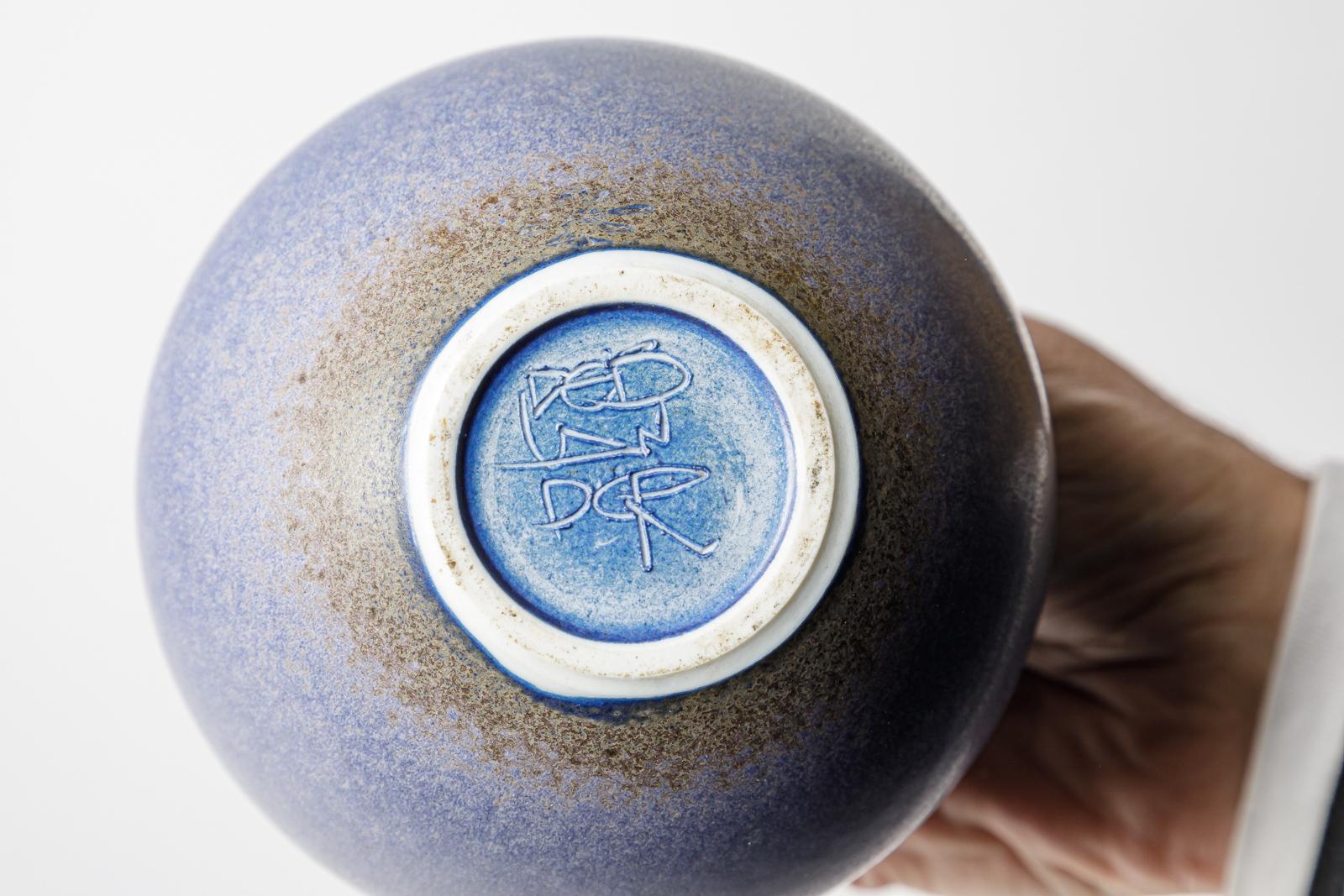 20th Century Blue glazed ceramic vase by Robert Deblander, circa 1990. For Sale