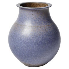 Blue glazed ceramic vase by Robert Deblander, circa 1990.