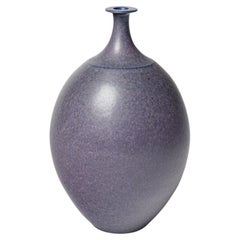 Blue glazed ceramic vase by Robert Deblander, circa 1990.