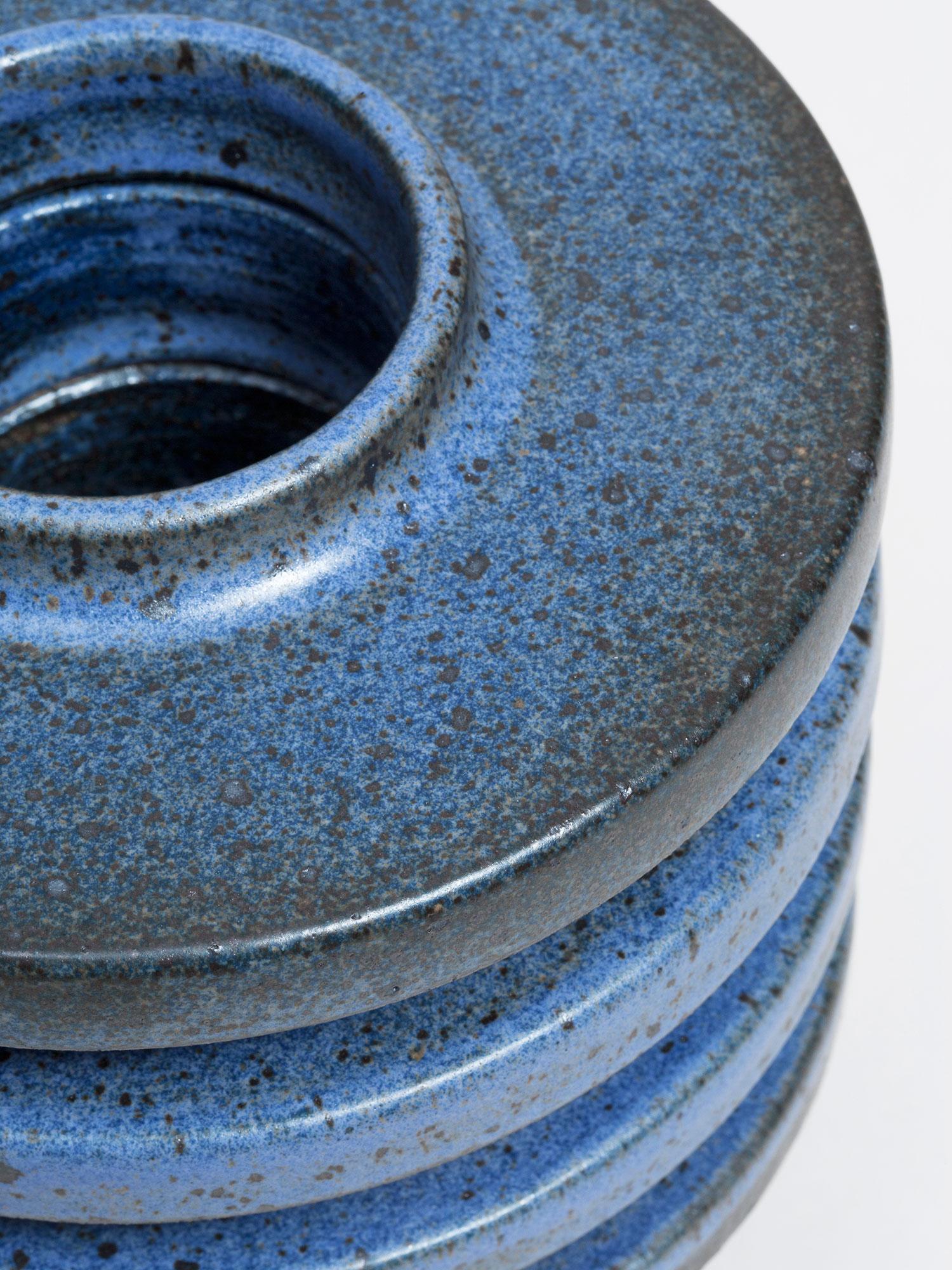 American Blue Glazed Ceramic Vessel by Ian McDonald