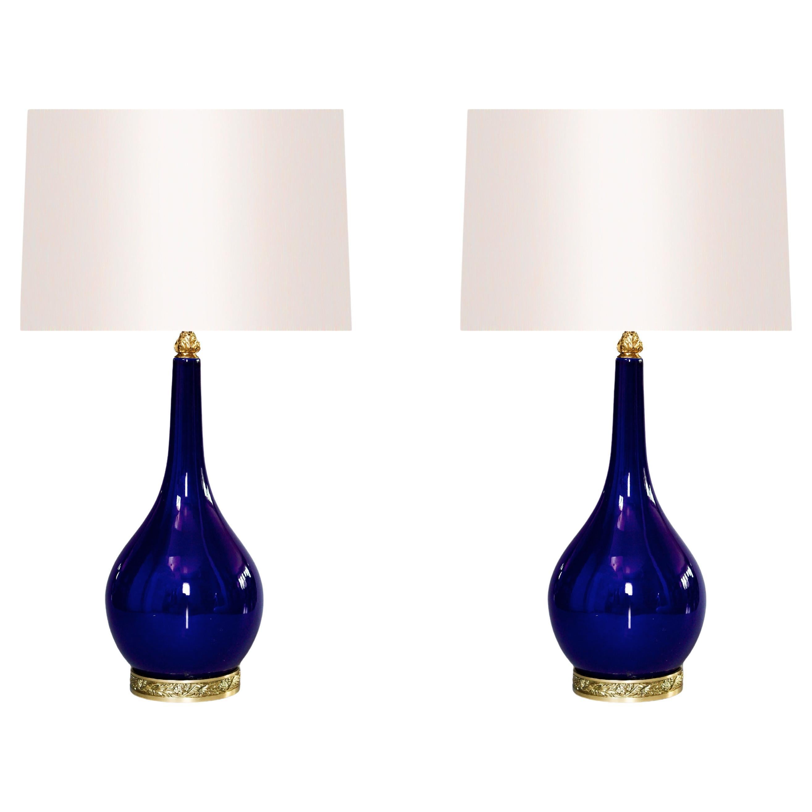 Blau glasierte Porzellanlampen im Angebot