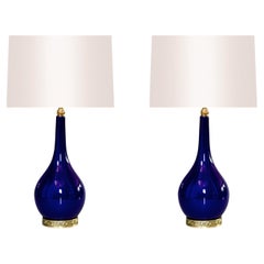 Blau glasierte Porzellanlampen