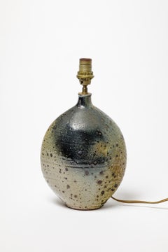 Blue glazed stoneware table lamp by Bruno H’rdy, circa 1970.