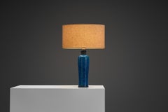 Lampe de table en grès émaillé bleu par Nils et Herman Kähler, Danemark, années 1950