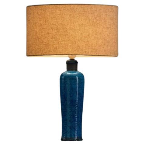 Lampe de table en grès émaillé bleu par Nils et Herman Kähler, Danemark, années 1950 en vente