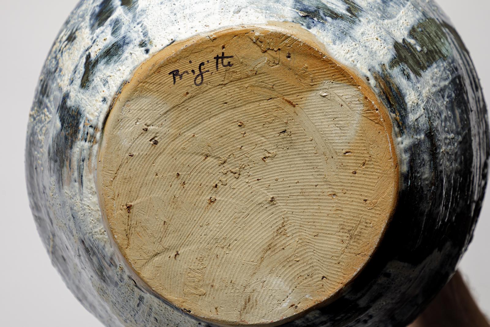 Jarrón de gres esmaltado azul de Brigitte Pénicaud, hacia 2015. Siglo XXI y contemporáneo en venta