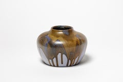 Blue glazed stoneware vase by Jean Pointu, circa 1950.