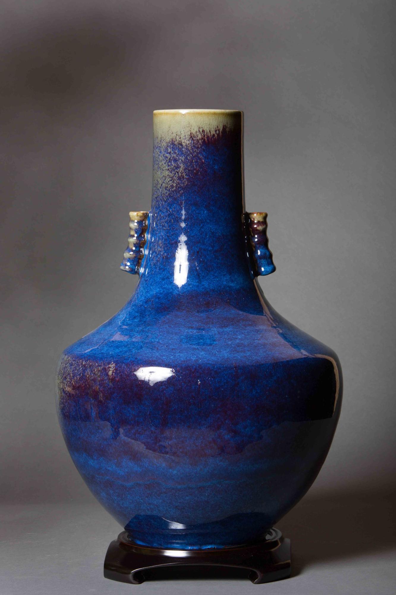 Early 20th Century Blue Glazed Vase 1900 Chinese