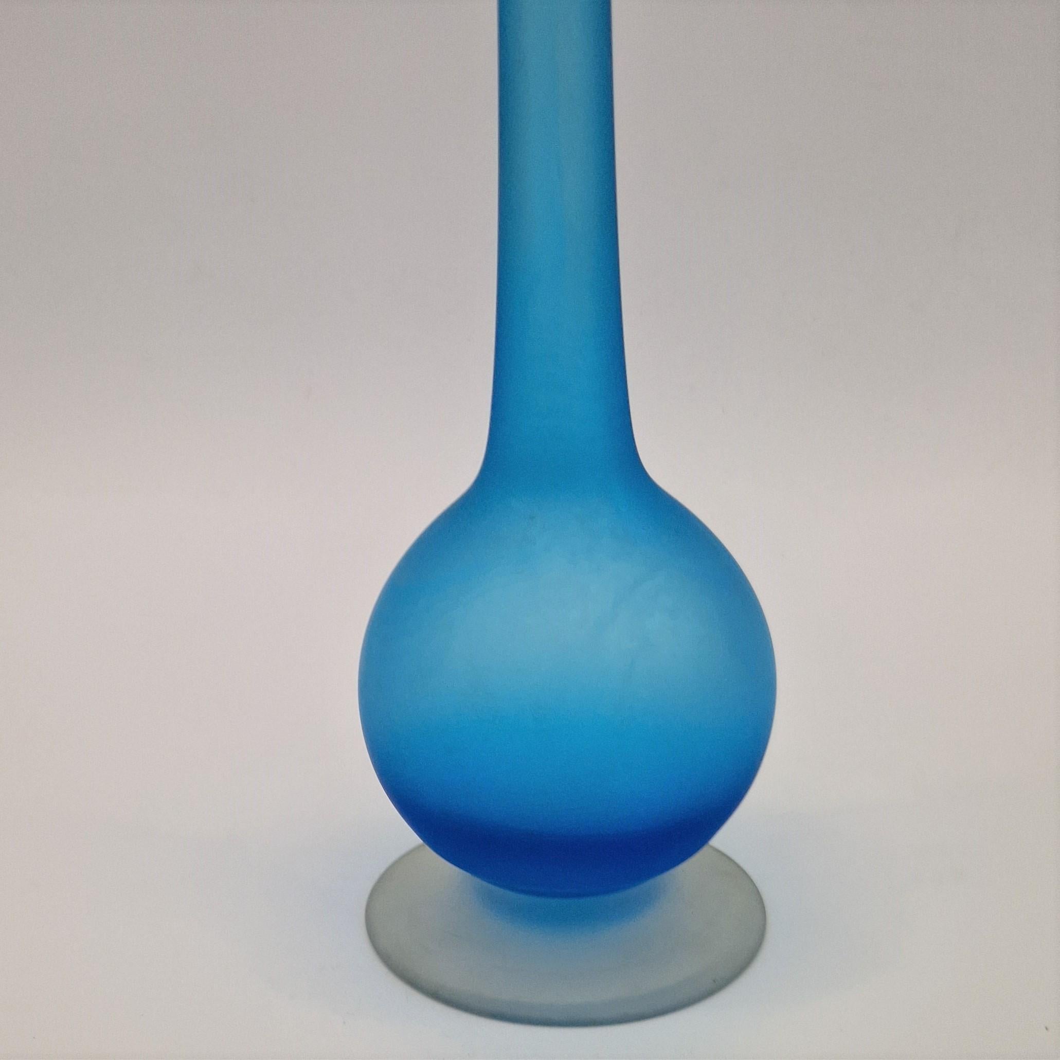 Mid-Century Modern Blue glazed vase by Carlo Moretti for Rosenthal Netter. 1950 - 1959  For Sale