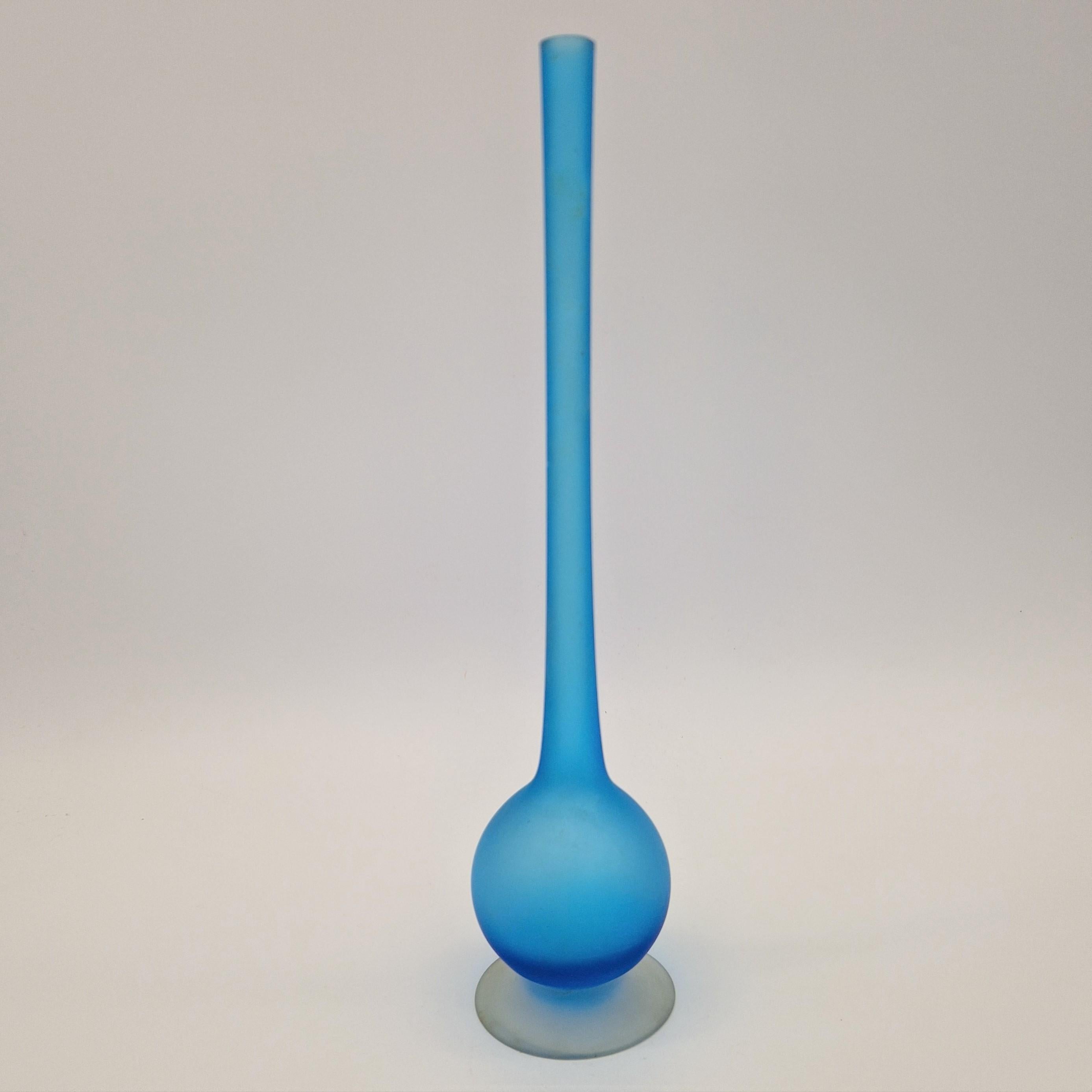 German Blue glazed vase by Carlo Moretti for Rosenthal Netter. 1950 - 1959  For Sale
