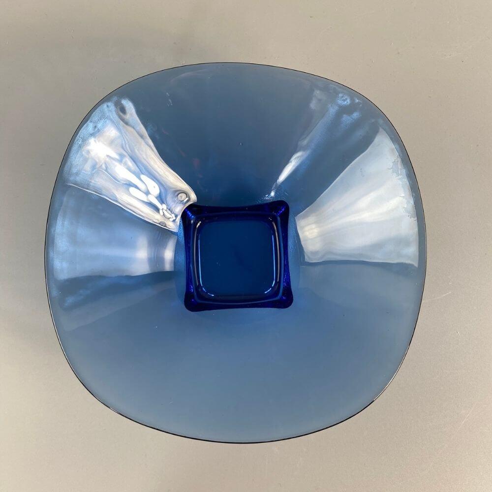 European Blue glazed vintage glass bowl