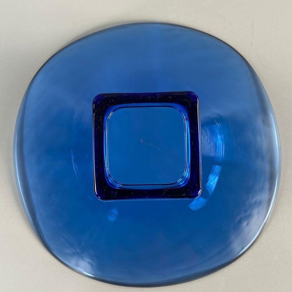 Blue glazed vintage glass bowl 1