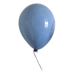 Blue glossy ceramic balloon sculpture handmade for wall, ceiling installation