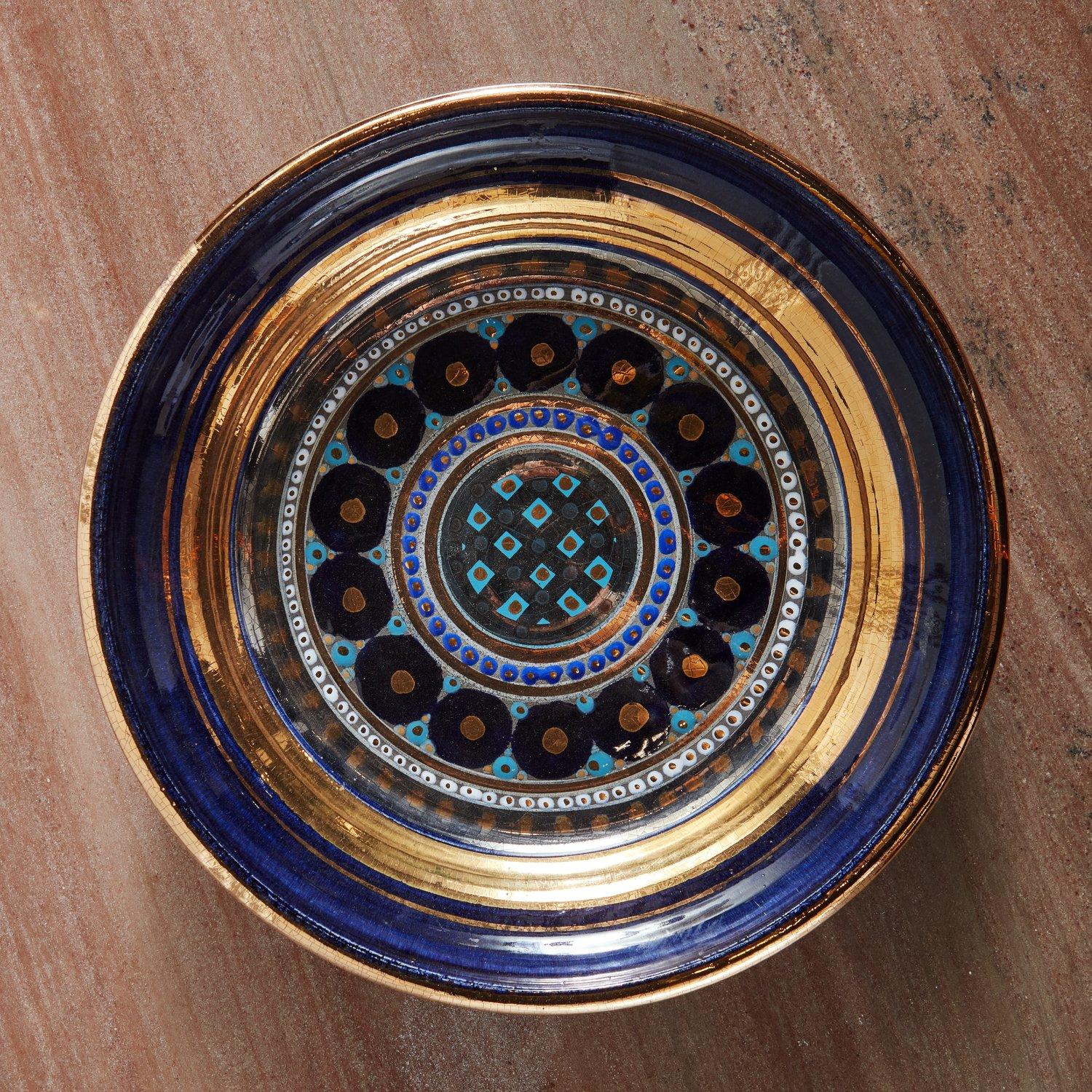 Blue + Gold Ceramic Bowl by Georges Pelletier, France, 1960s 8