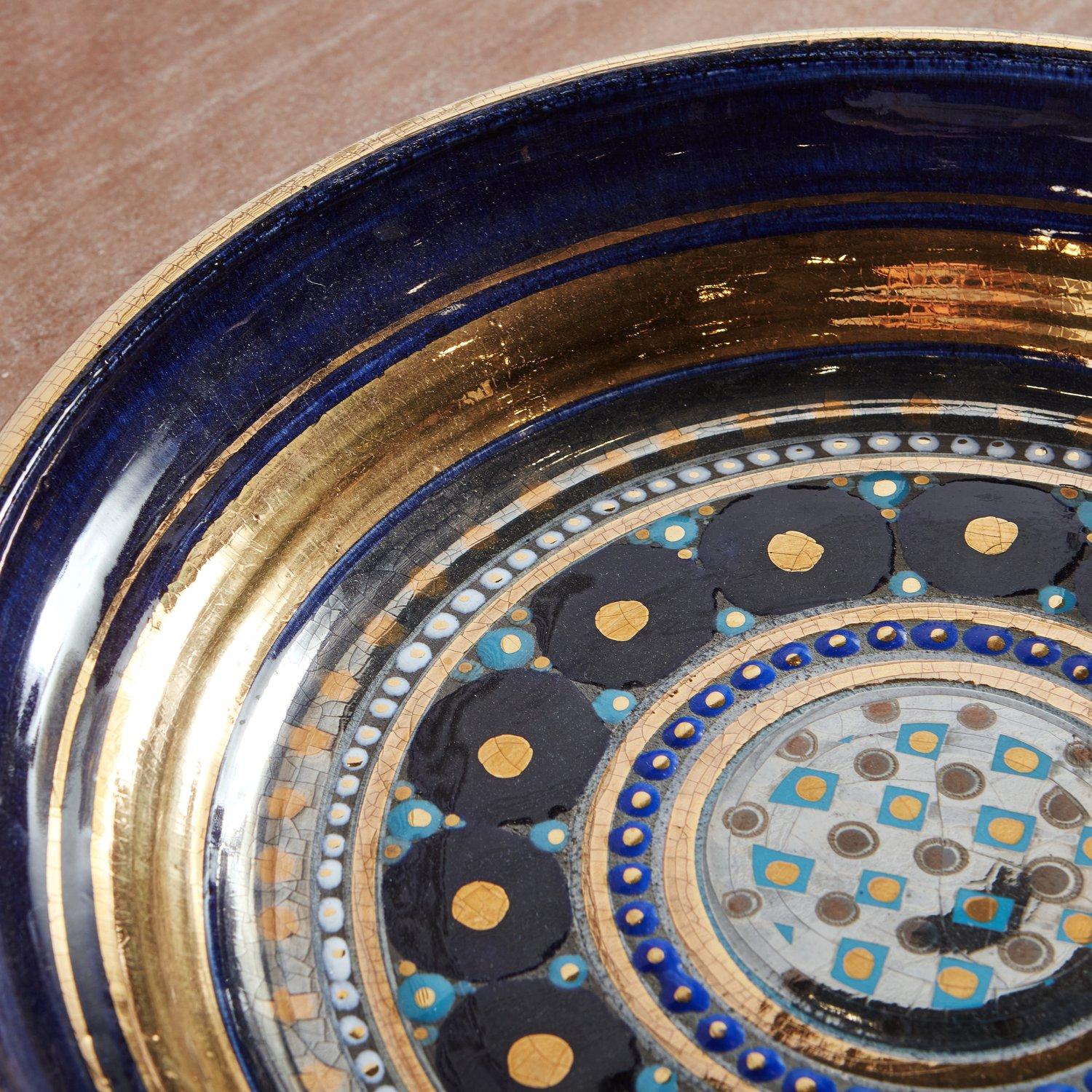 Blue + Gold Ceramic Bowl by Georges Pelletier, France, 1960s 2