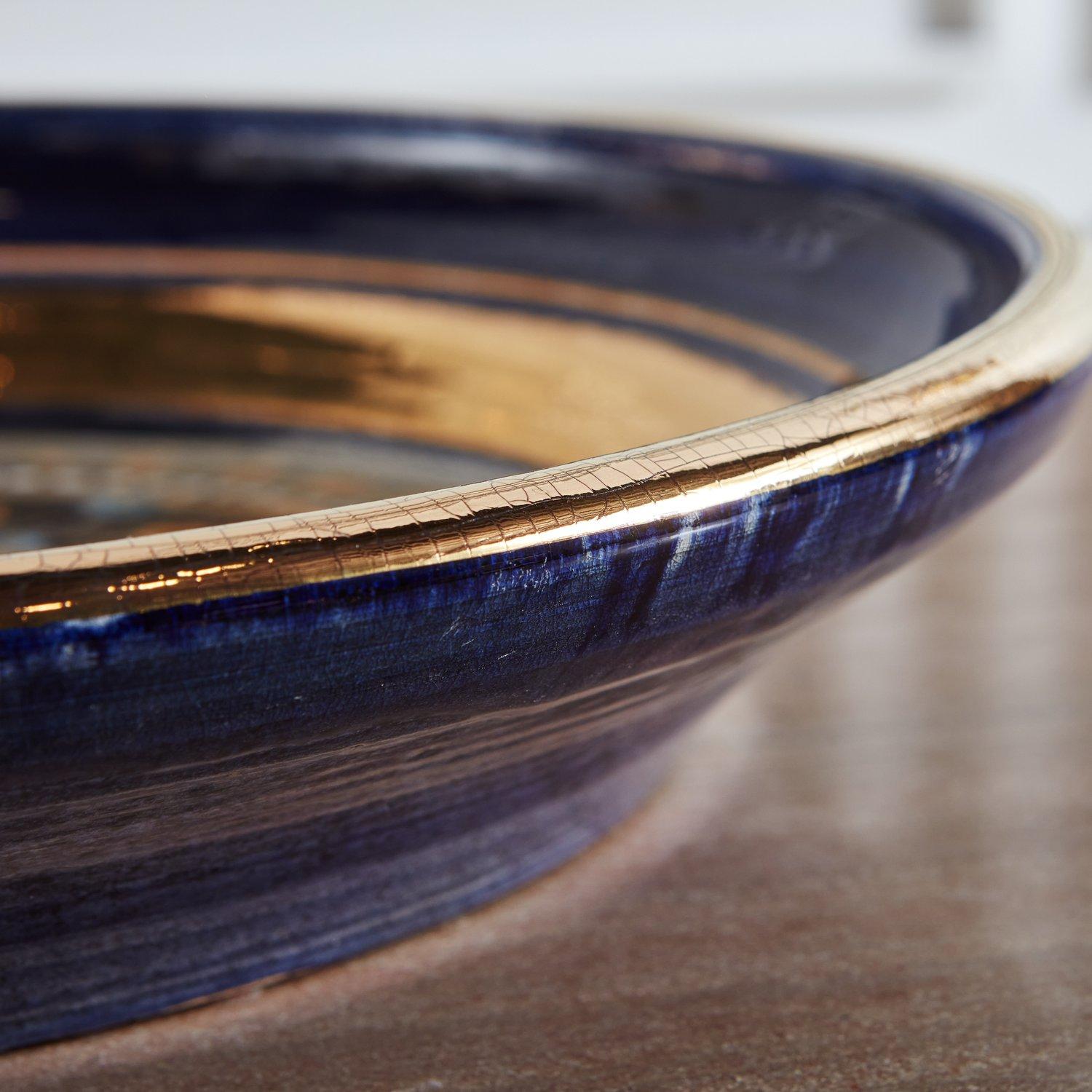 Blue + Gold Ceramic Bowl by Georges Pelletier, France, 1960s 3
