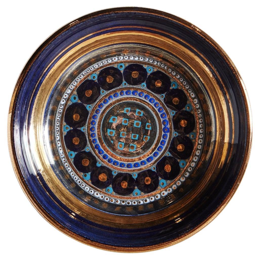 Blue + Gold Ceramic Bowl by Georges Pelletier, France, 1960s