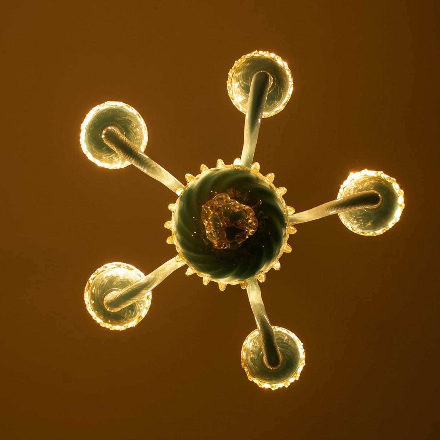 Blue Gold Chandelier Barovier & Toso, Italy, 1969 in vendita 2