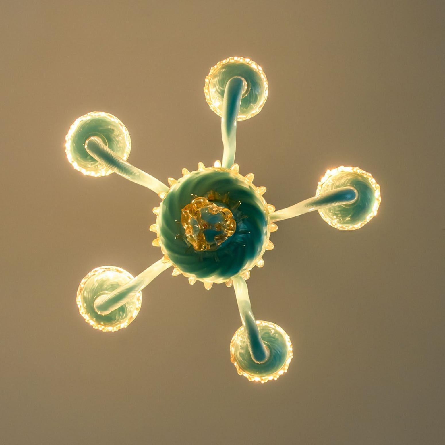 Blue Gold Chandelier Barovier & Toso, Italy, 1969 in vendita 3