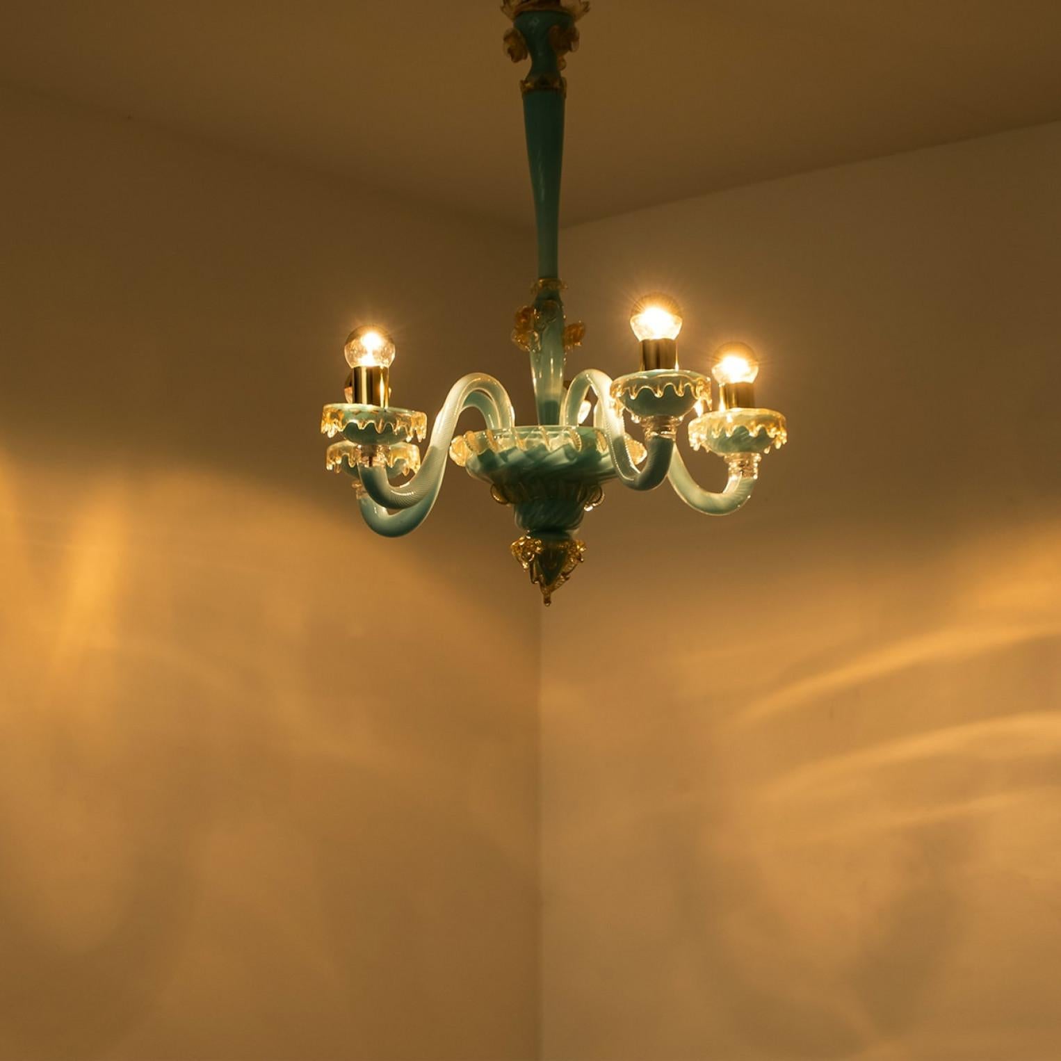 Blue Gold Chandelier Barovier & Toso, Italy, 1969 in vendita 4