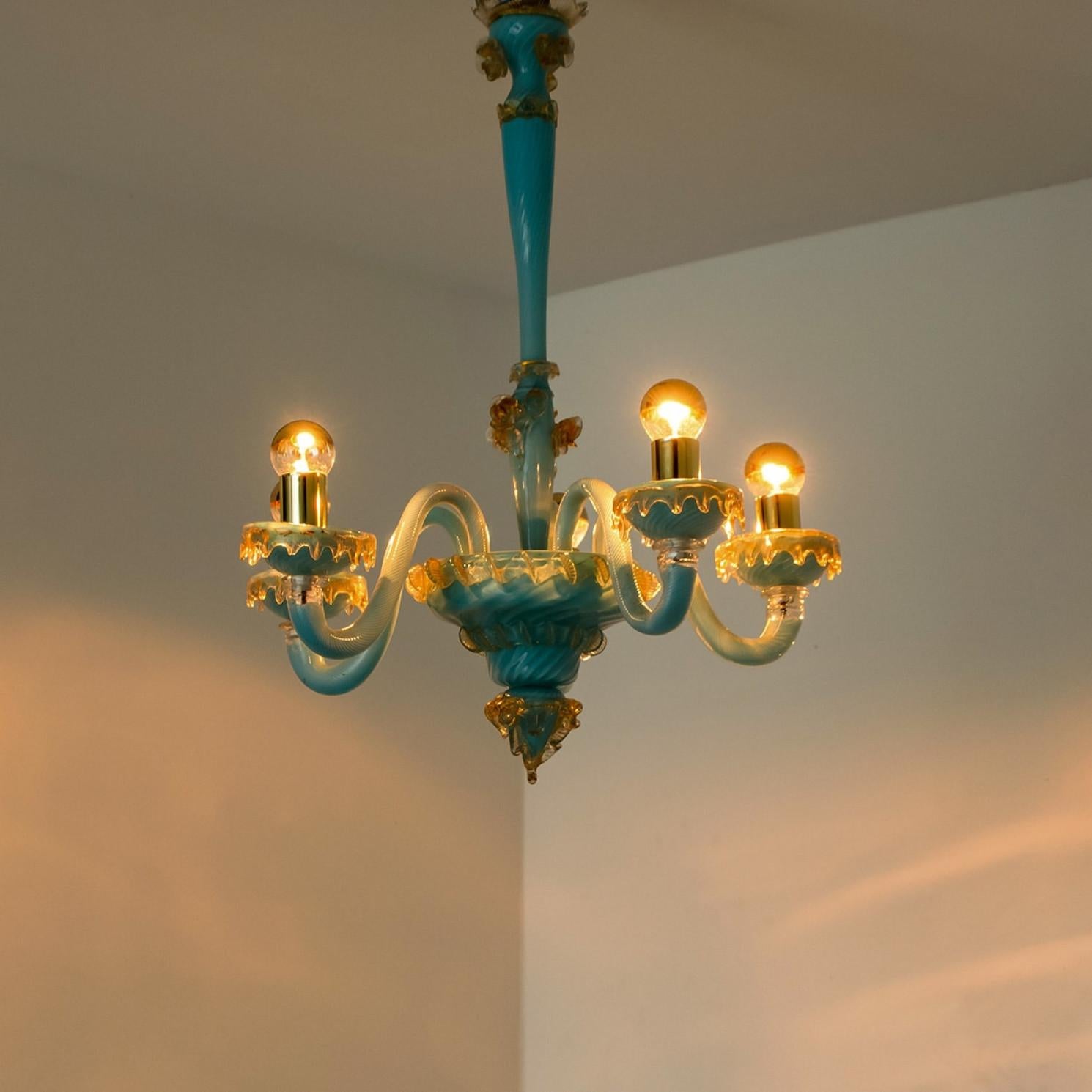 Blue Gold Chandelier Barovier & Toso, Italy, 1969 in vendita 5