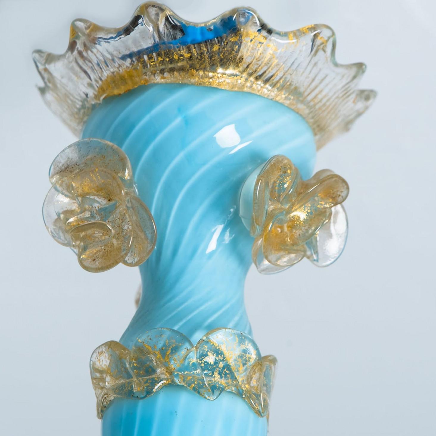 Altro Blue Gold Chandelier Barovier & Toso, Italy, 1969 in vendita