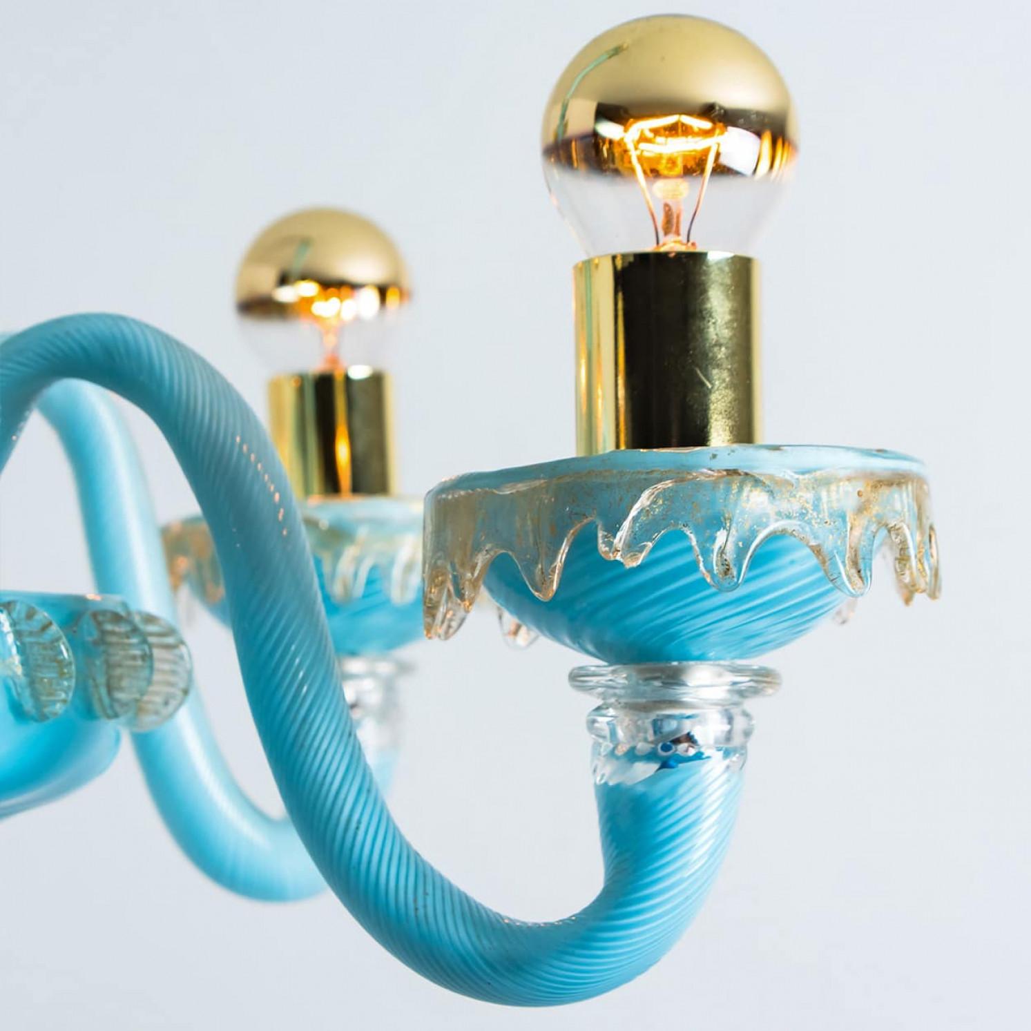 Blue Gold Chandelier Barovier & Toso, Italy, 1969 in vendita 1