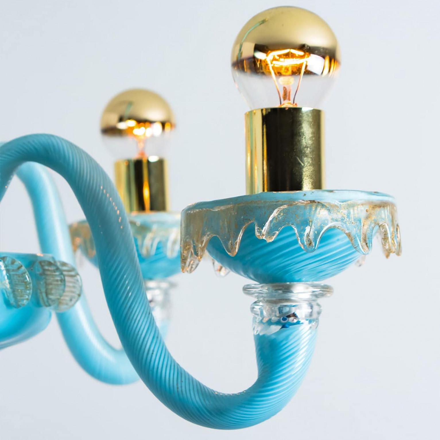 Kronleuchter aus Blaugold von Barovier & Toso, Italien, 1969 im Angebot 1