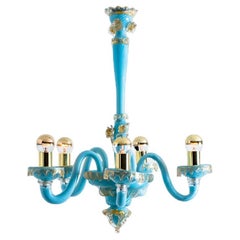 Blue Gold Chandelier Barovier & Toso, Italy, 1969