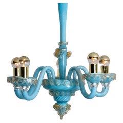 Blue Gold Chandelier Barovier & Toso, Italy, 1969