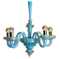 Blue Gold Chandelier Barovier 
Toso, Italy, 1969