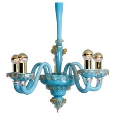 Blue Gold Chandelier Barovier & Toso, Italy, 1969