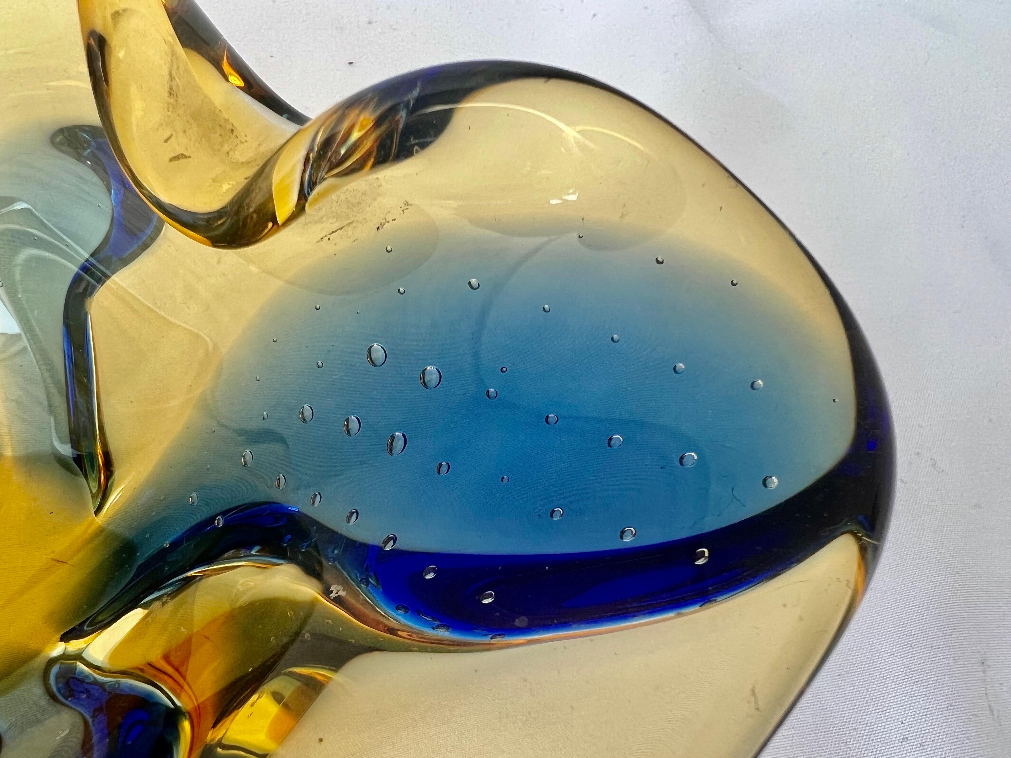 Blue & Gold Hand Blown Murano Dish, Early 20th Century For Sale 4